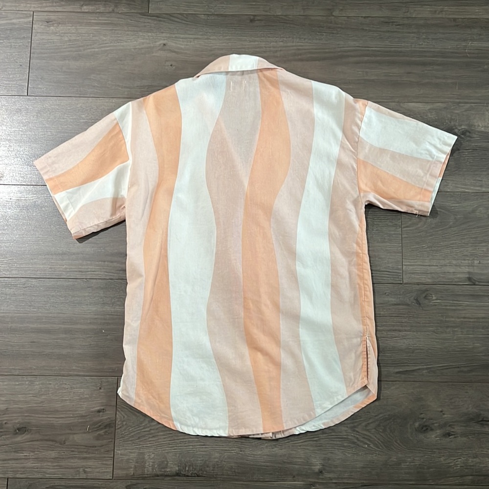Rhythm Peach and White Striped Button Down Shirt - Picture 3 of 4
